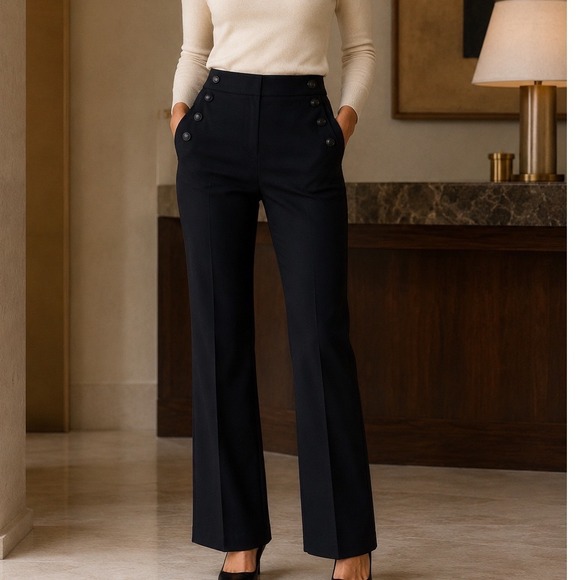 Rachel Zoe Pants - Rachel Zoe Sailor Button Flare Leg Trousers Women Size 8 Black